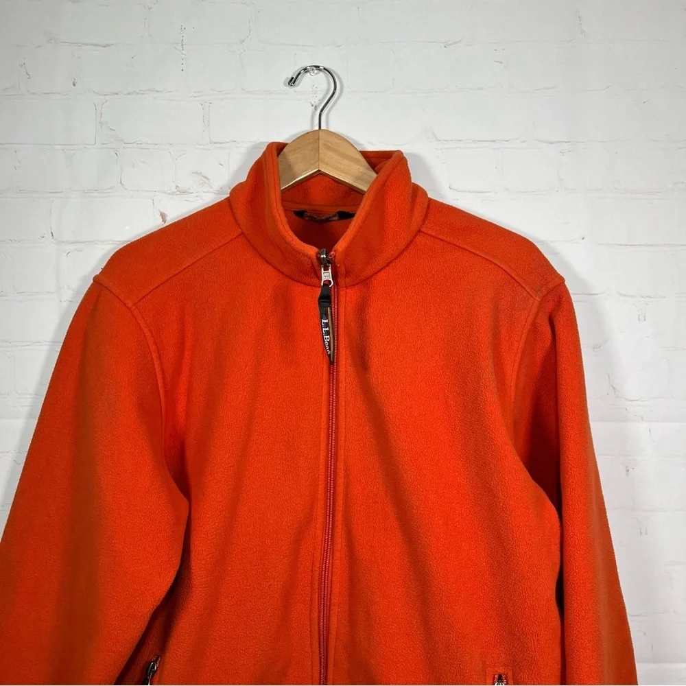 Vintage LL Bean Fleece Jacket Mens Size Medium Orange Full Zip Outdoors Classic - Picture 2 of 11